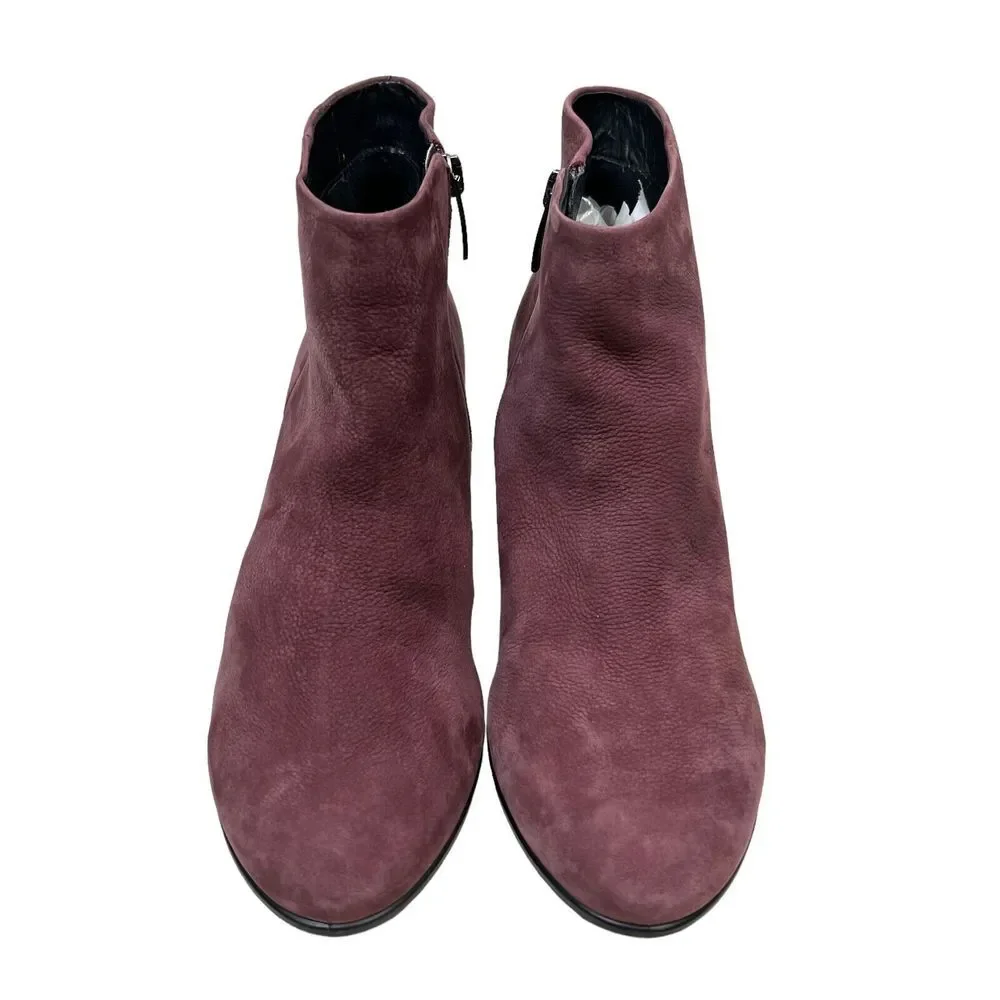 Ecco Shape 75 Sleek Ankle Bootie Suede Zip Up Burgundy‎ Women Size EUR 38